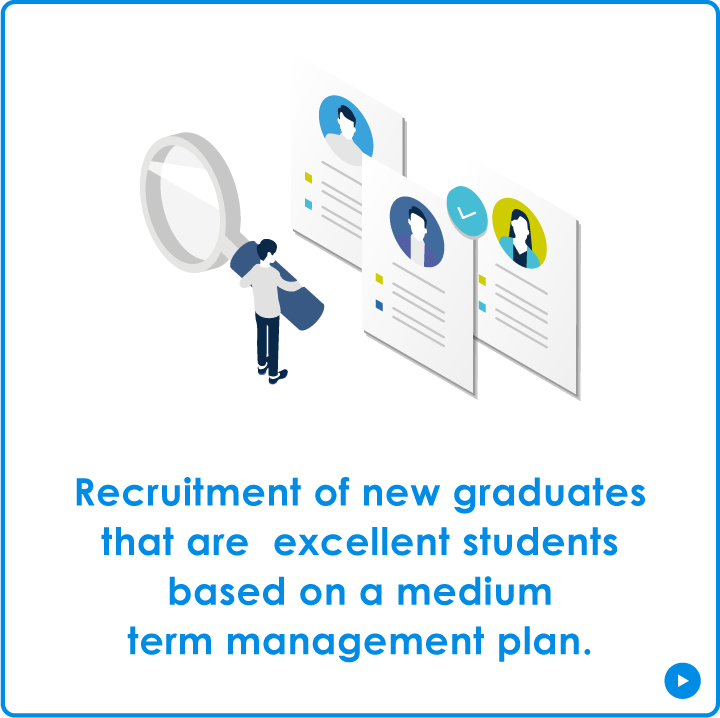Recruitment of new graduates that are  excellent students based on a medium term management plan.