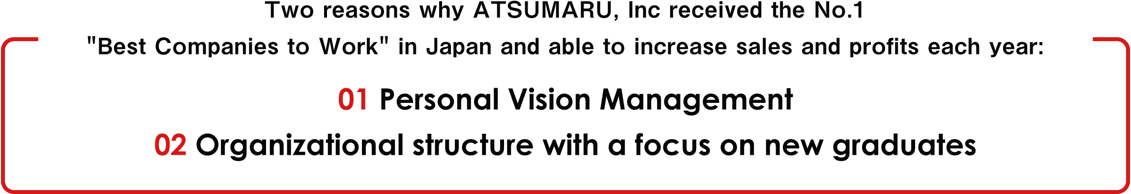 Two reasons why ATSUMARU, Inc received the No.1