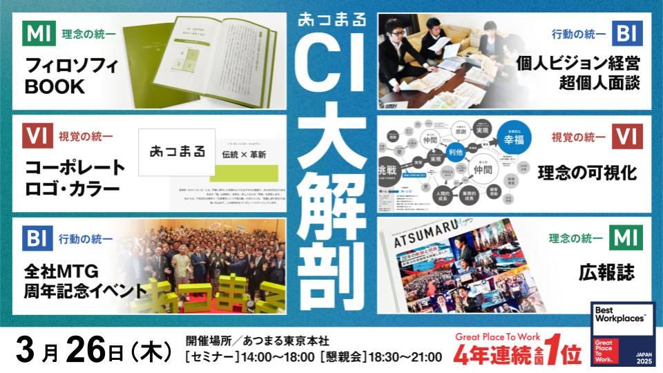 働きがいのある会社『4年連続全国１位』になったあつまるのCIを大解剖